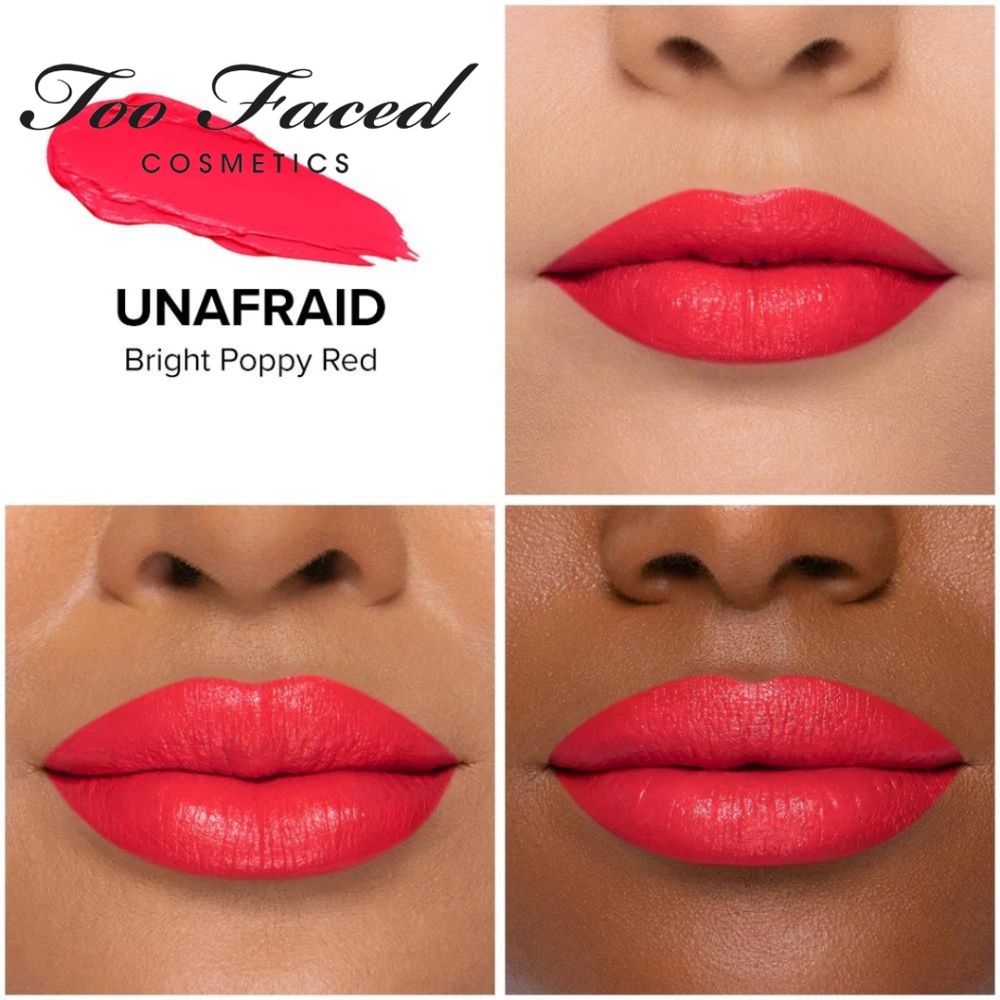 TOO FACED - Lady Bold Cream Lipstick - UNAFRAID - Bright Poppy Red